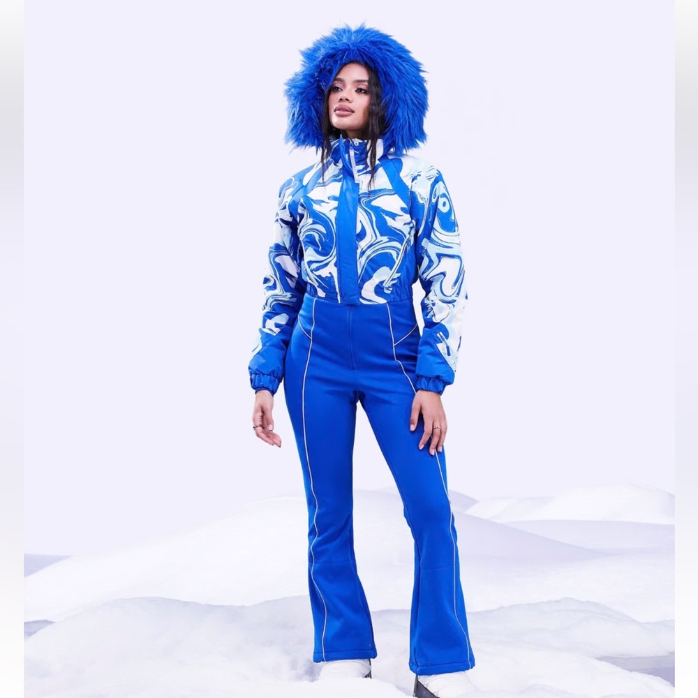 ASOS 4505 ski suit with blue swirl print+matching gloves-8
